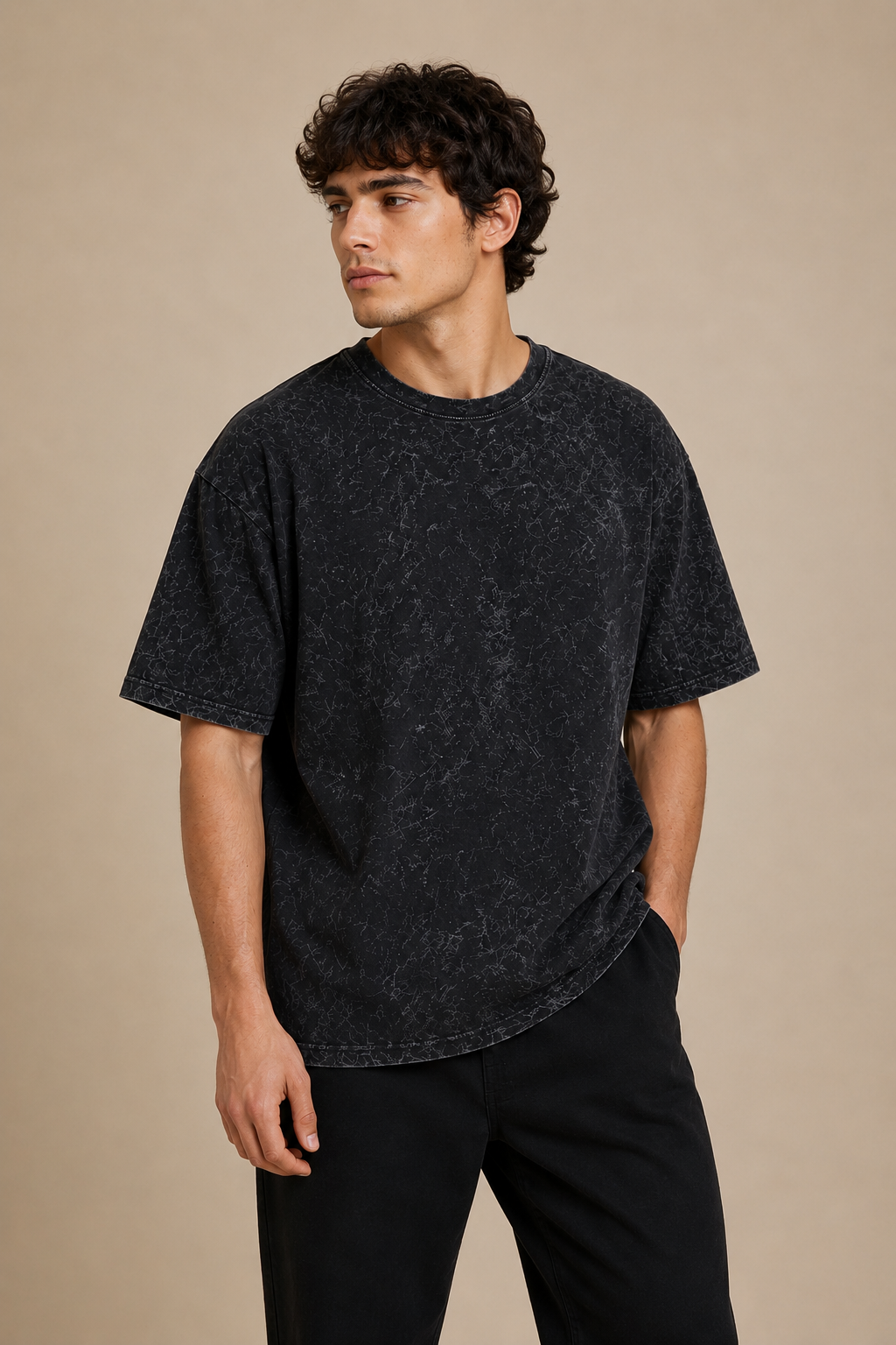 Acid Wash Oversized Black Tshirt Premium Antwren