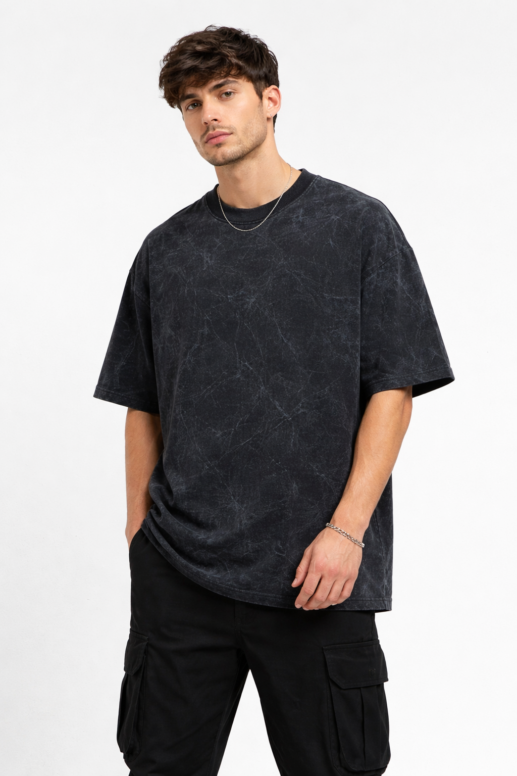 Acid Wash Oversized Black Tshirt Premium