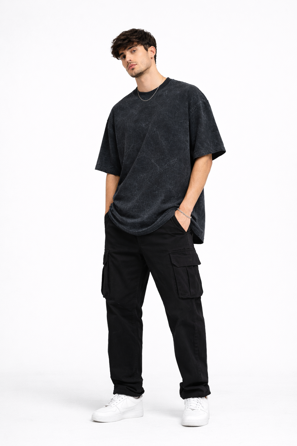 Acid Wash Oversized Black Tshirt Premium