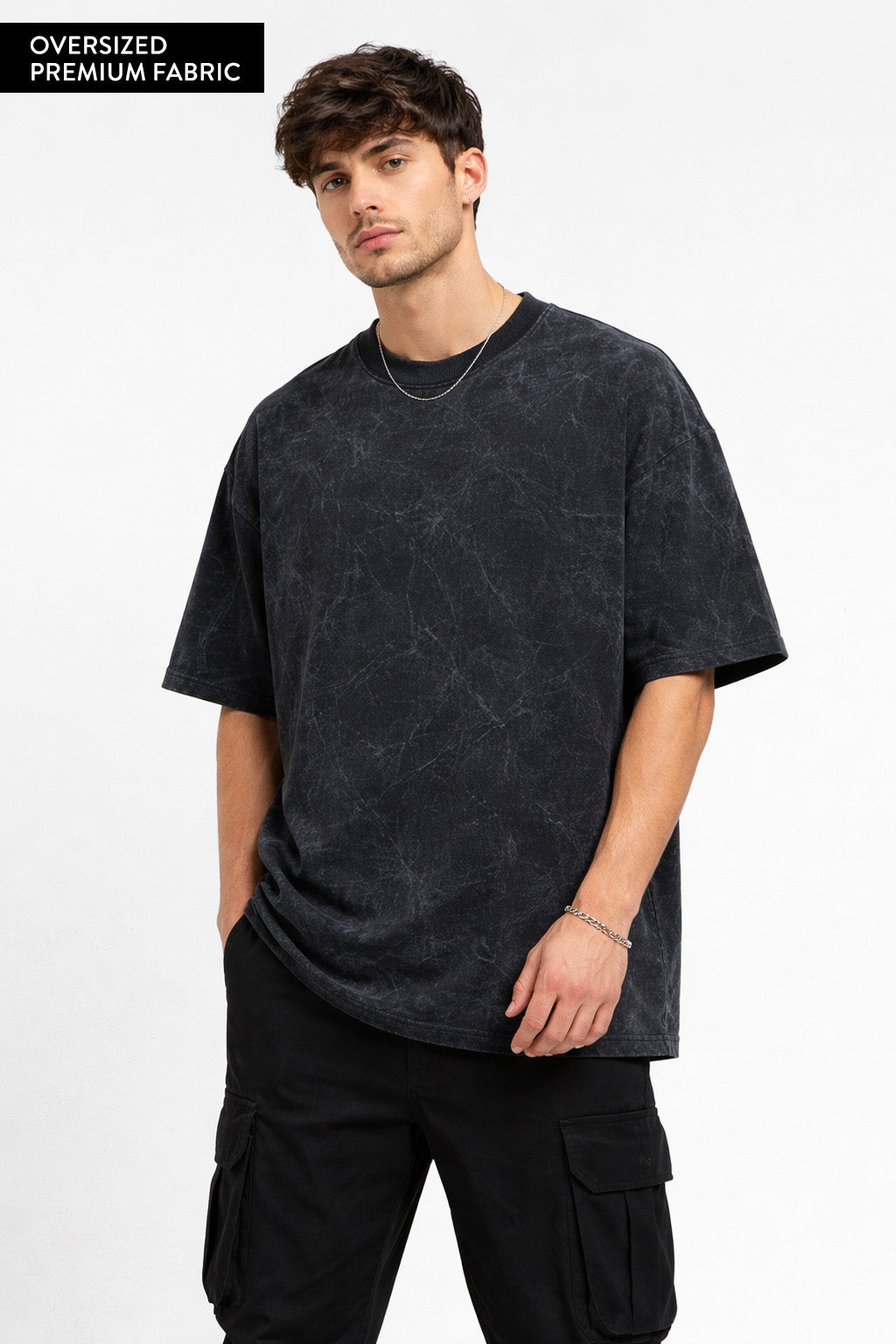 Acid Wash Oversized Black Tshirt Premium Antwren