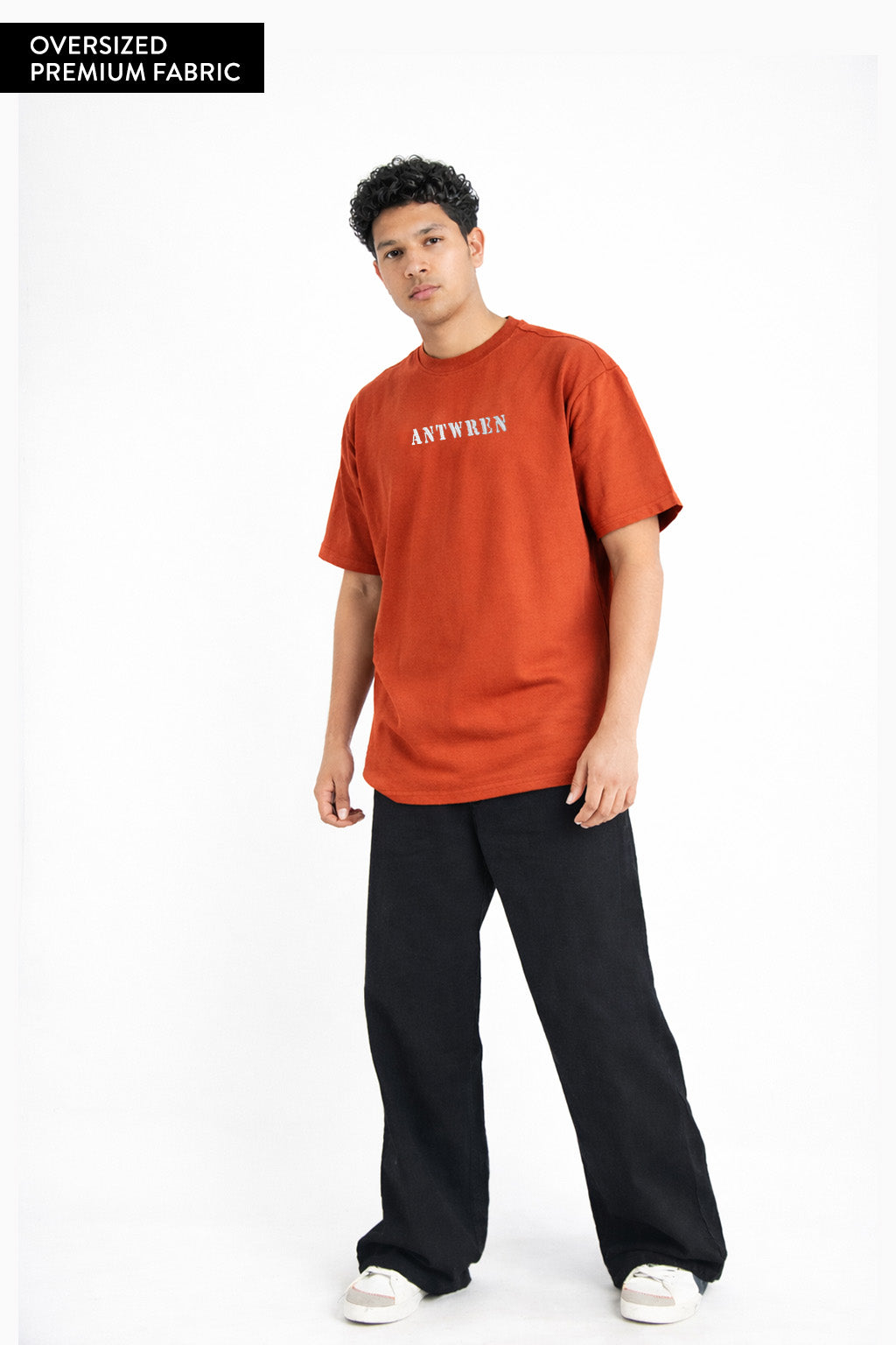 Premium Brick Color Oversized T-shirt with Embroidery Antwren EStore