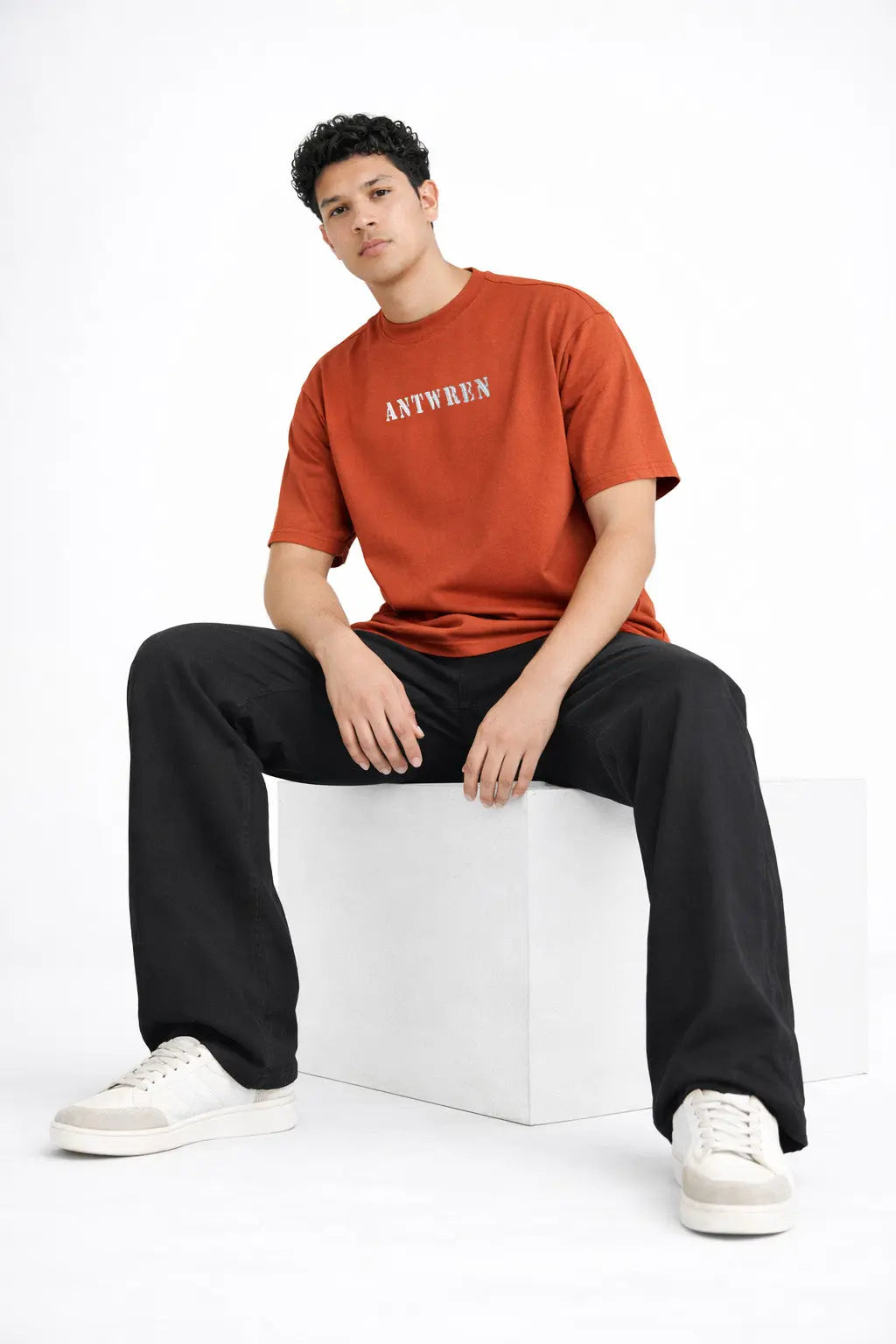 Premium Brick Color Oversized T-shirt with Embroidery Antwren EStore