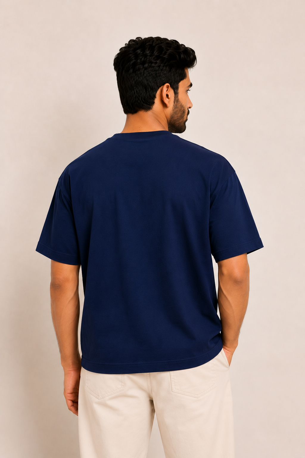 Antwren Premium Navy Blue Oversized Cotton T-Shirt Antwren