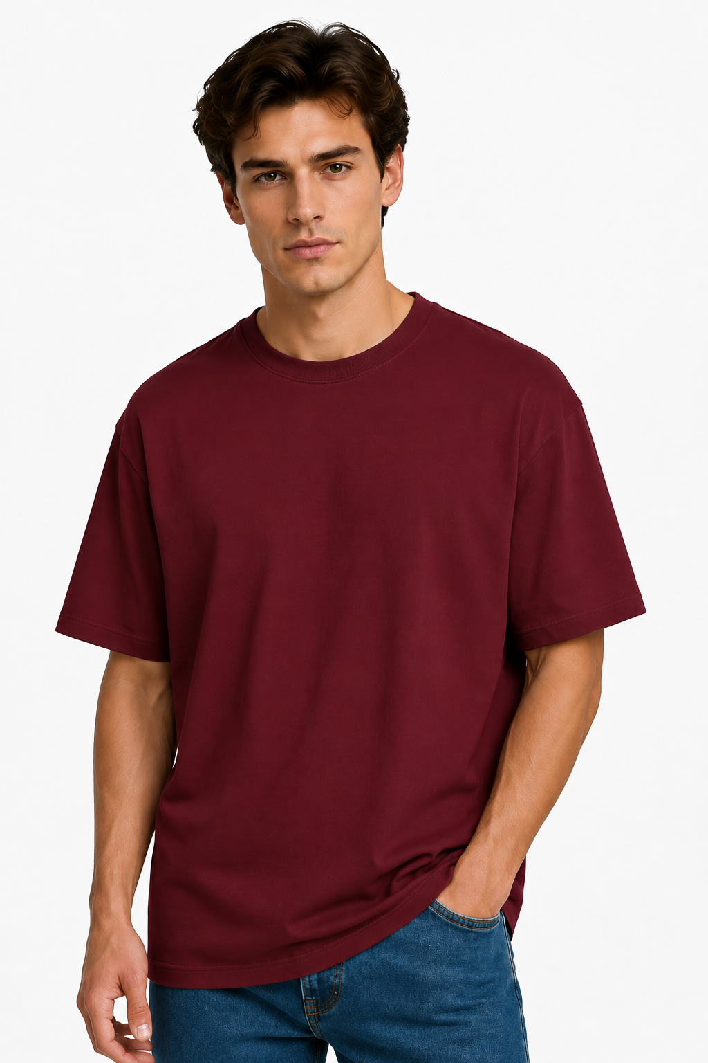 Maroon Oversized Cotton T-Shirt