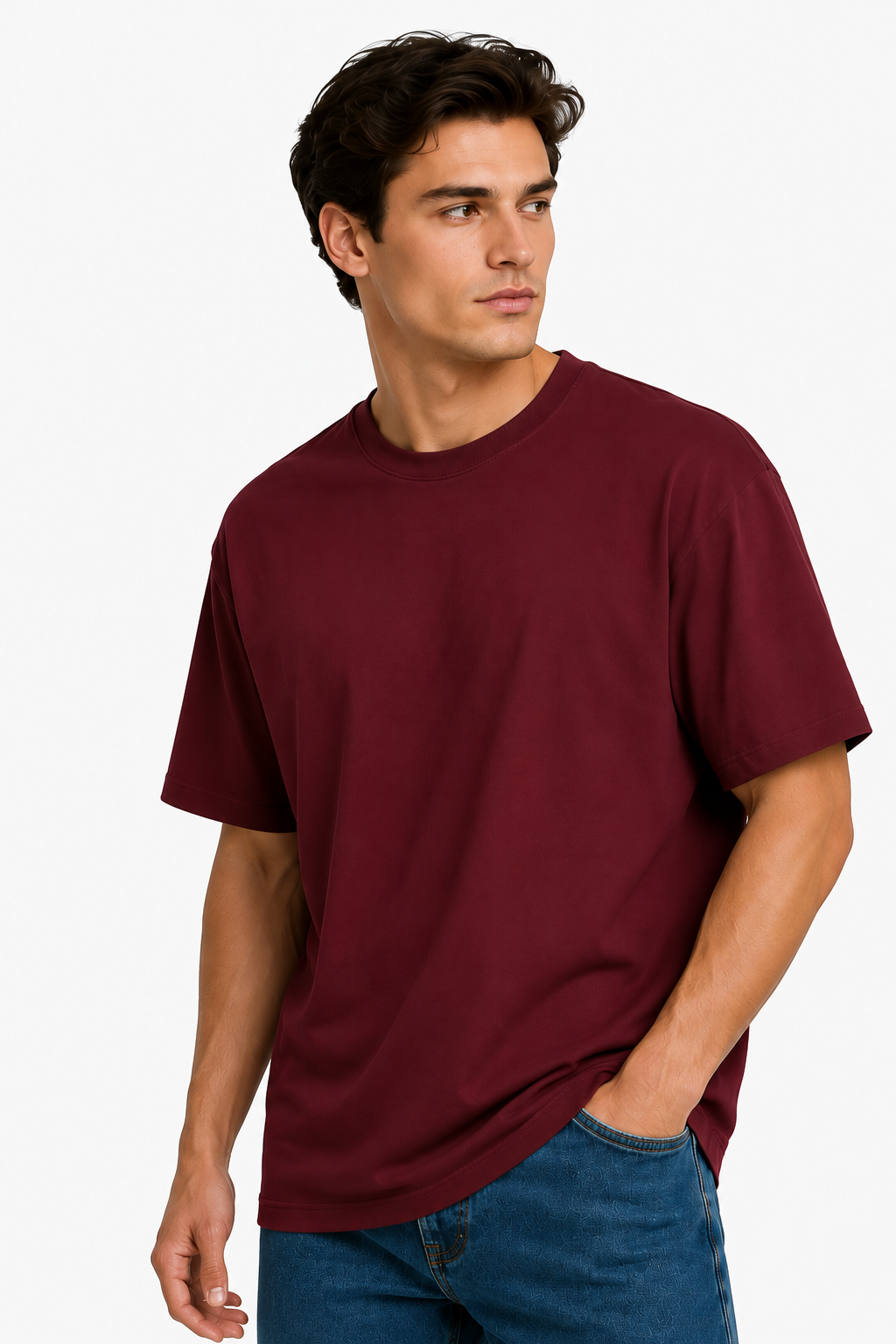 Maroon Oversized Cotton T-Shirt