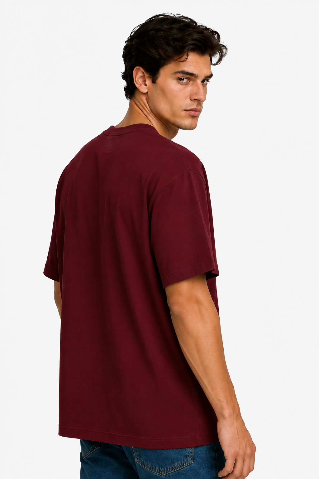 Maroon Oversized Cotton T-Shirt