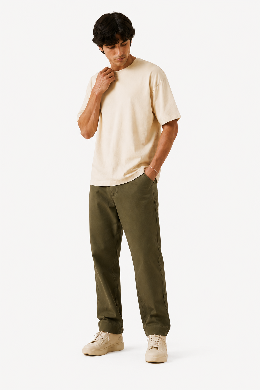 Premium Cream Oversized Cotton T-Shirt Antwren