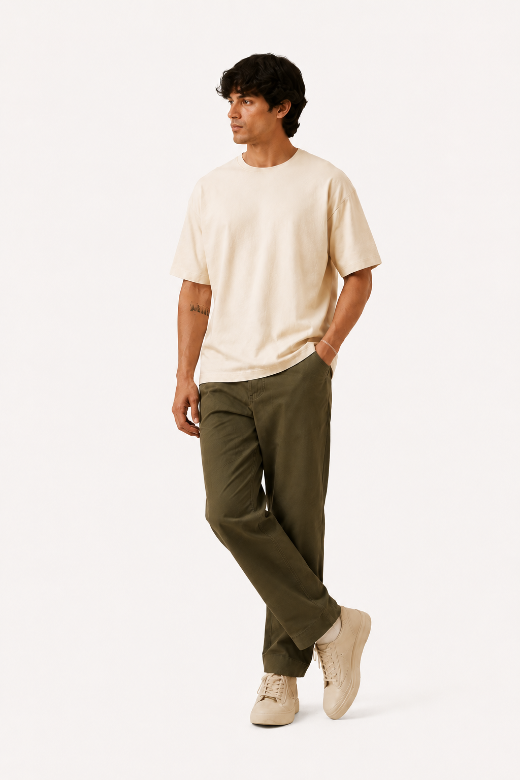 Premium Cream Oversized Cotton T-Shirt Antwren