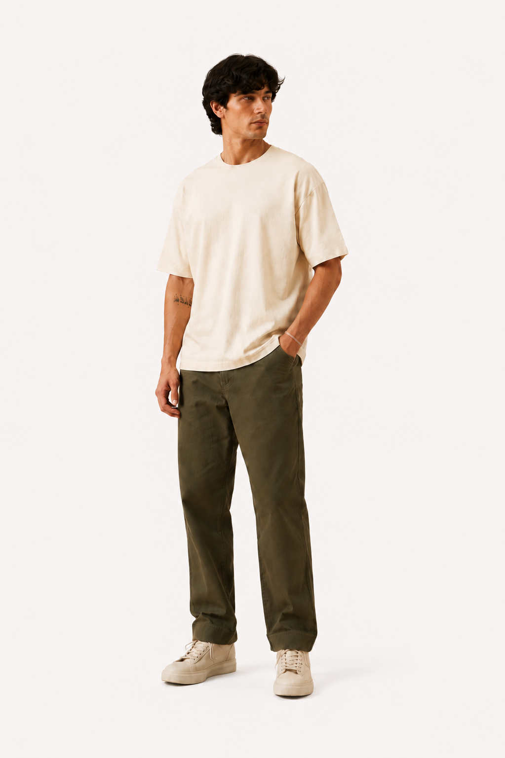 Premium Cream Oversized Cotton T-Shirt Antwren