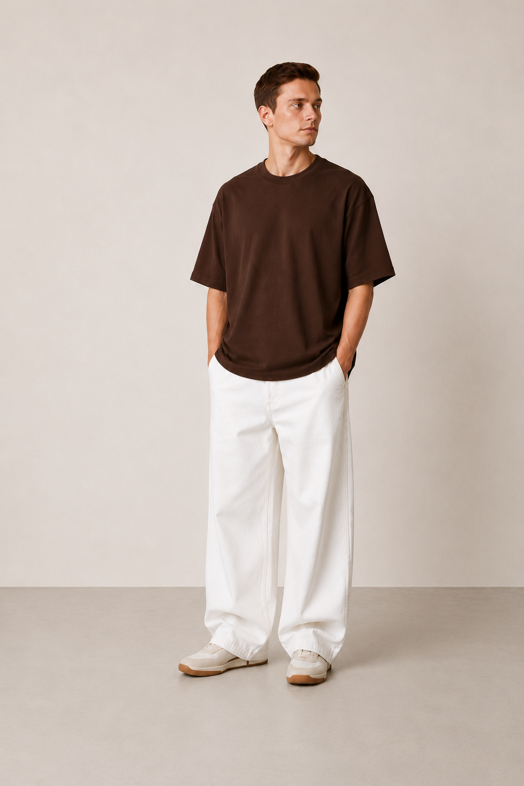 Antwren Premium Coffee Brown  Oversized Cotton T-Shirt Antwren