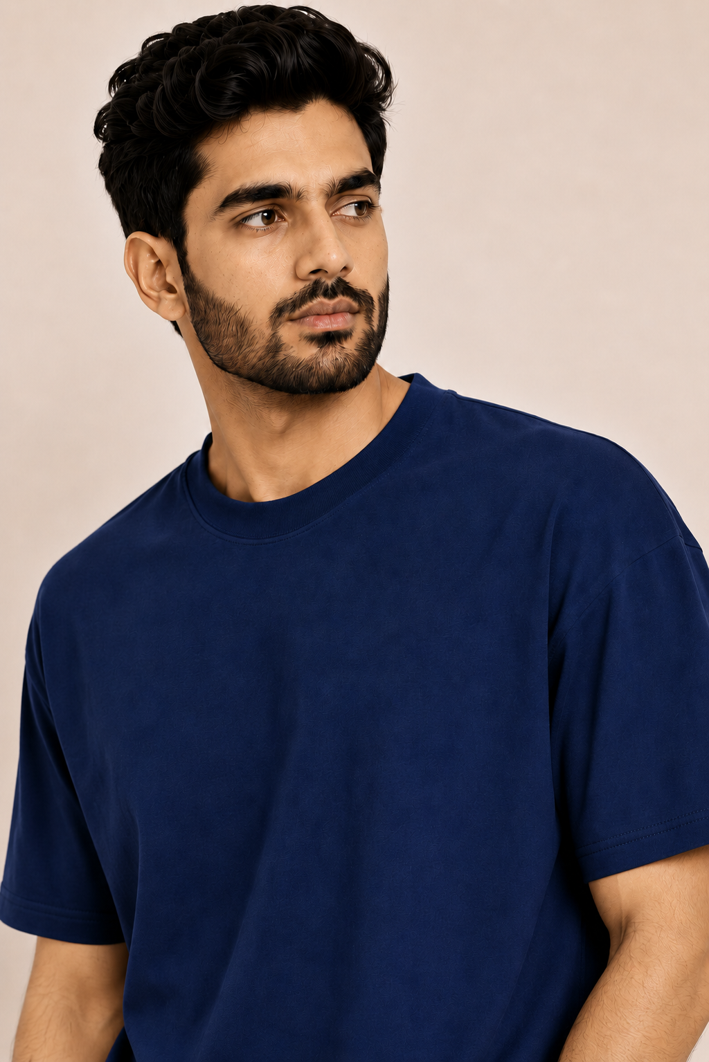Antwren Premium Navy Blue Oversized Cotton T-Shirt Antwren