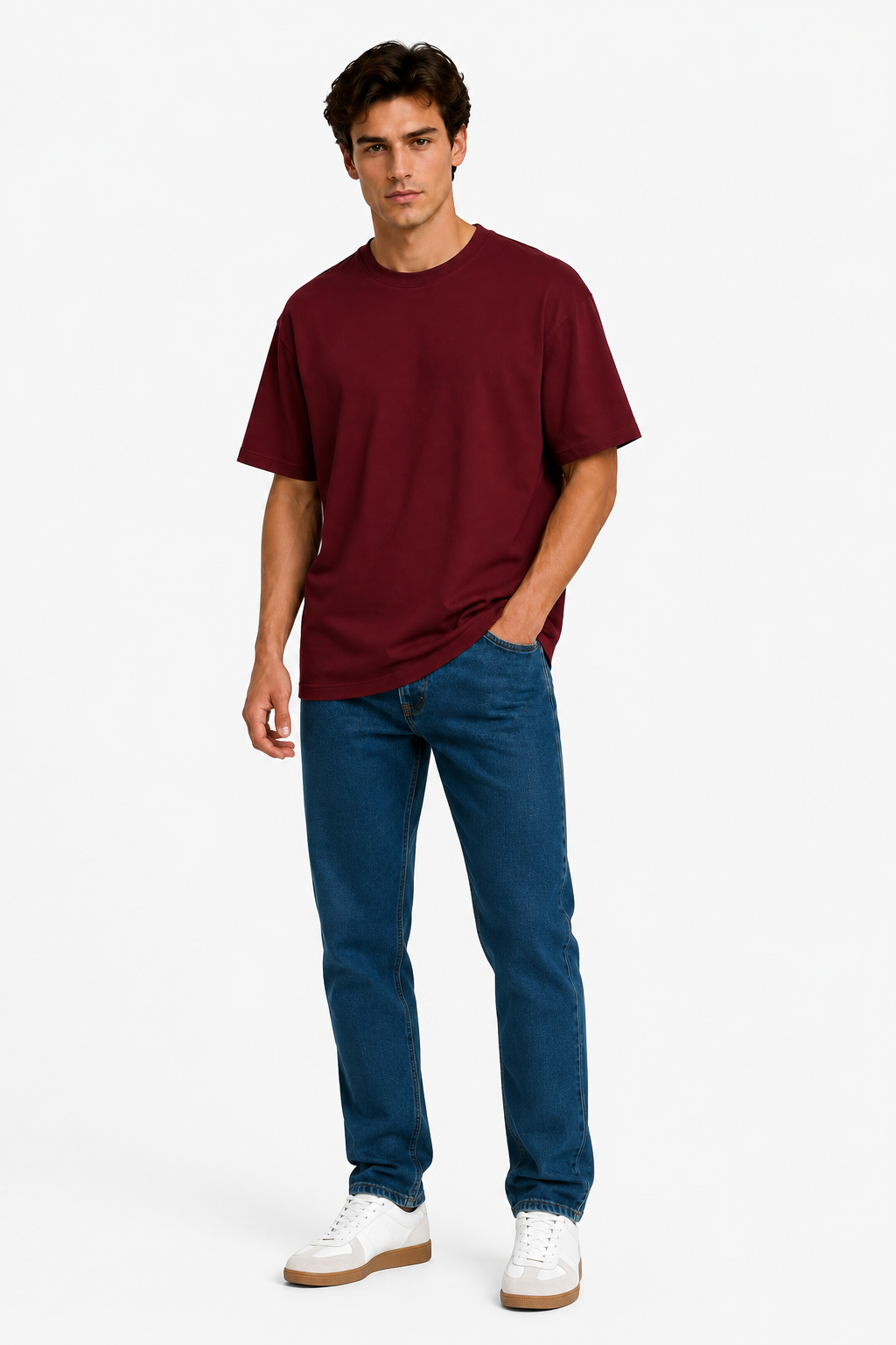 Maroon Oversized Cotton T-Shirt