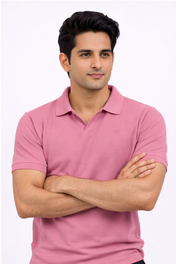 Polo T-shirt V Neck  lite pink Antwren EStore