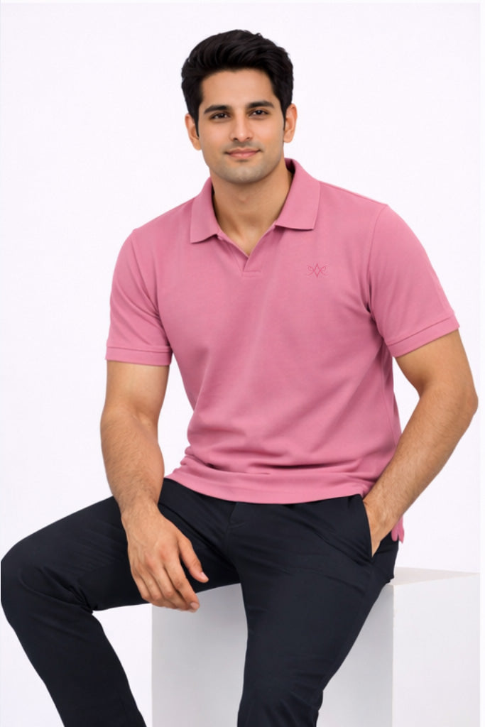 Polo T-shirt V Neck  lite pink Antwren EStore
