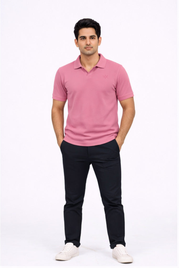 Polo T-shirt V Neck  lite pink Antwren EStore