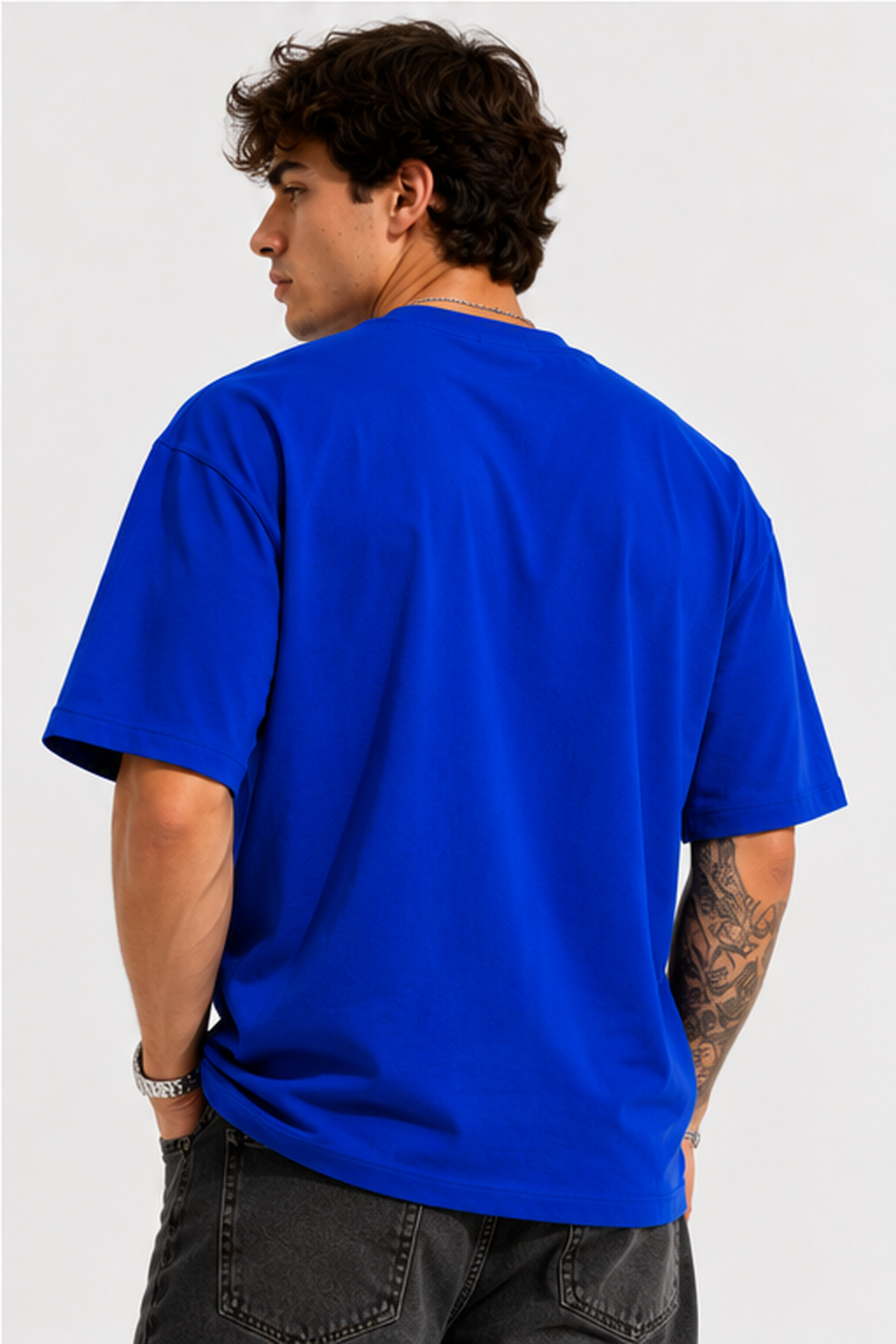 Antwren Premium Royal Blue Oversized Cotton T-Shirt