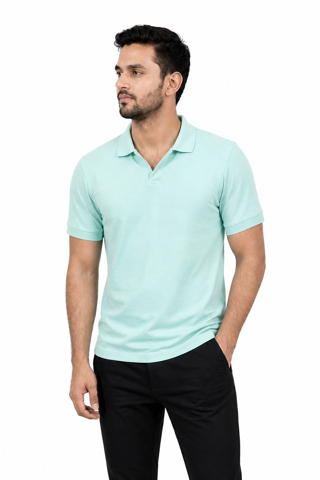 Mint Blue V Collar Polo T Shirt Antwren EStore