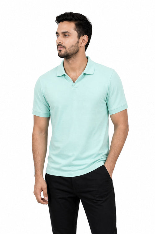 Mint Blue V Collar Polo T Shirt Antwren EStore