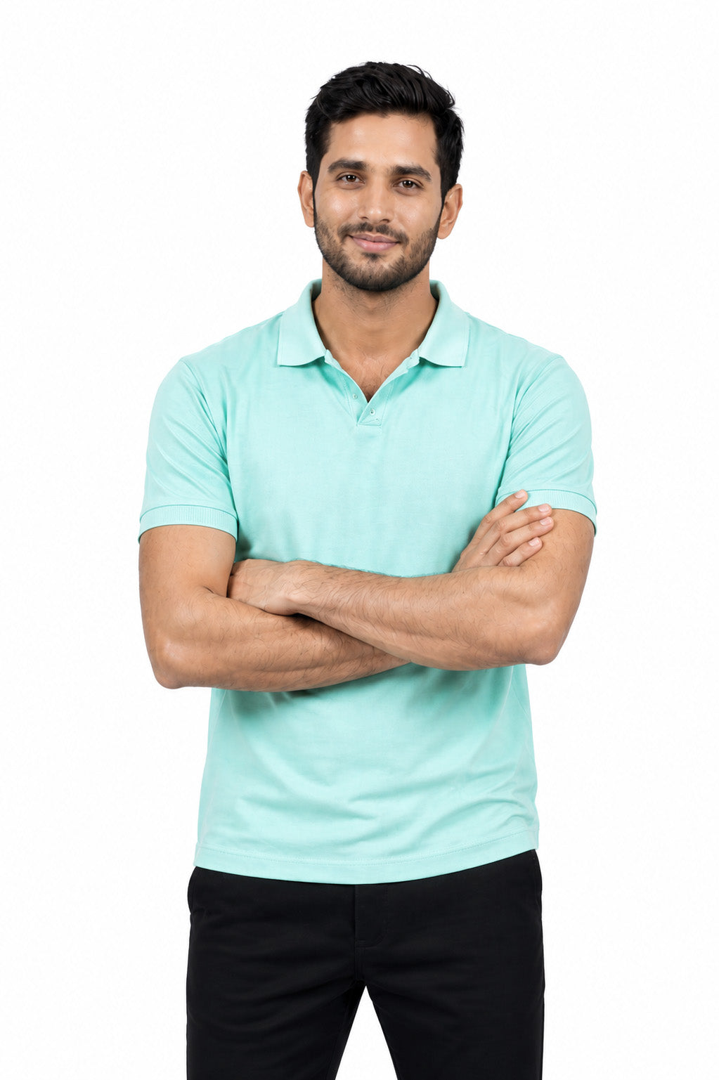 Mint Blue V Collar Polo T Shirt Antwren EStore