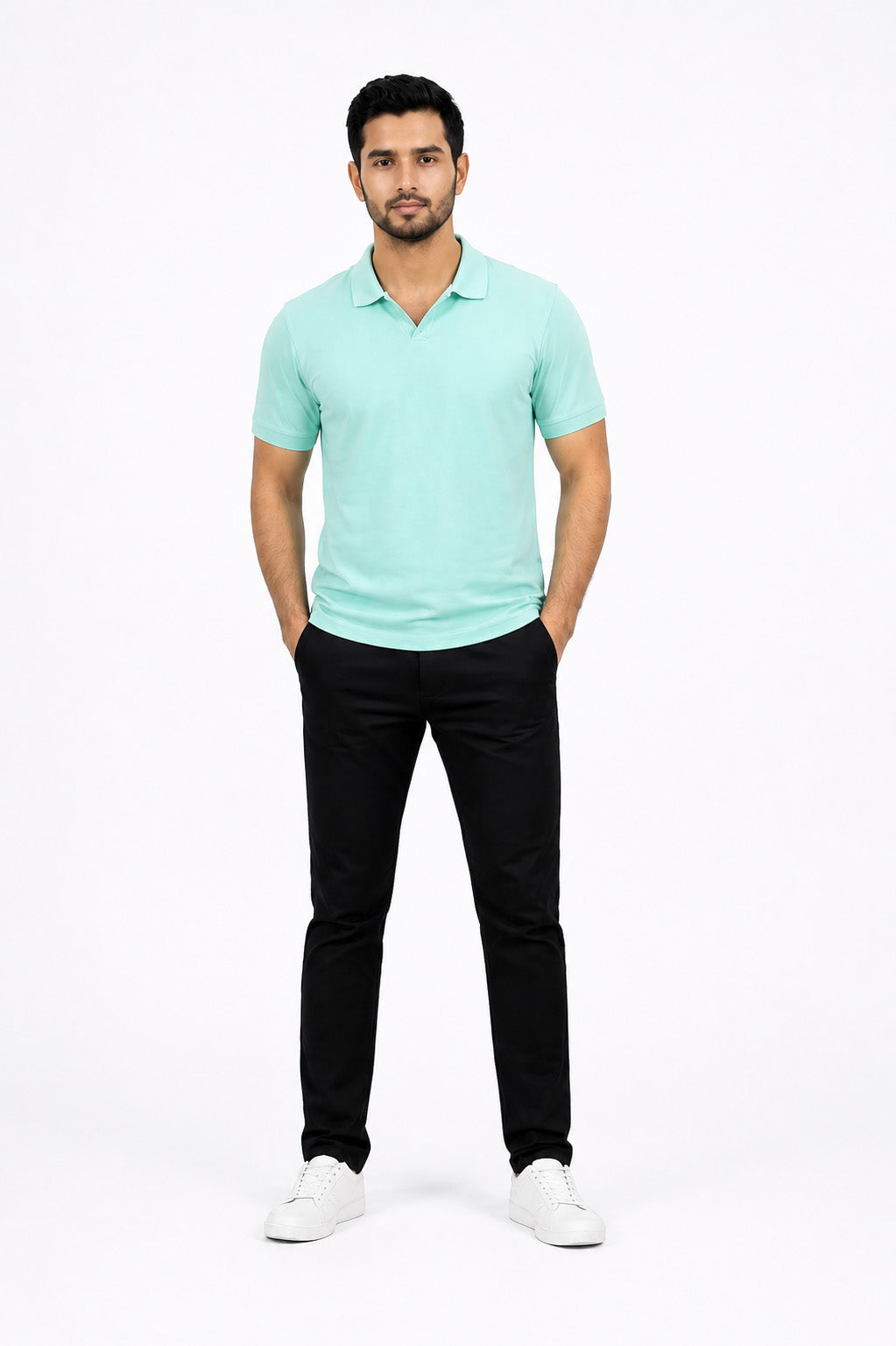 Mint Blue V Collar Polo T Shirt Antwren EStore