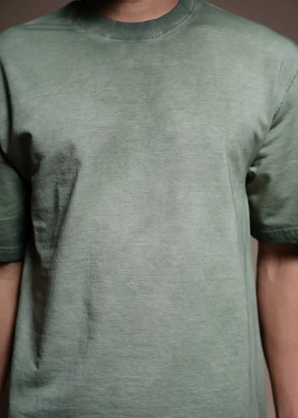 Premium Green sunfaded wash + spray oversized Tees Antwren Brand