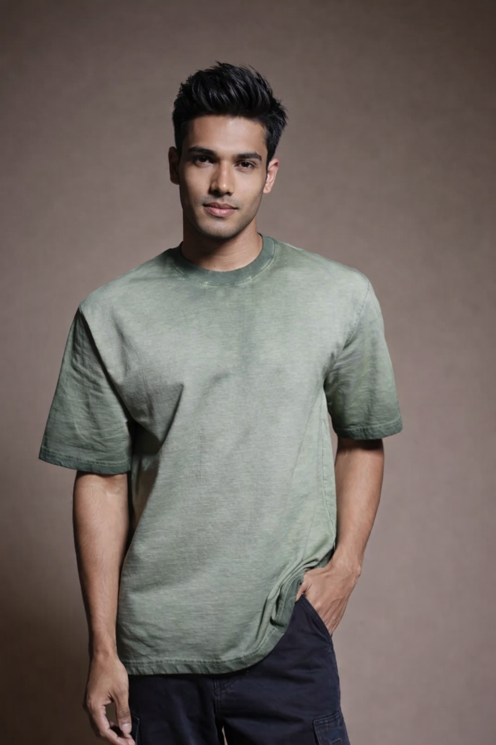 Premium Green sunfaded wash + spray oversized Tees Antwren Brand