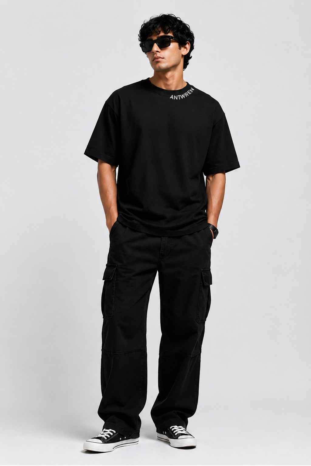 Premium Black Oversized Printed T-Shirt Antwren