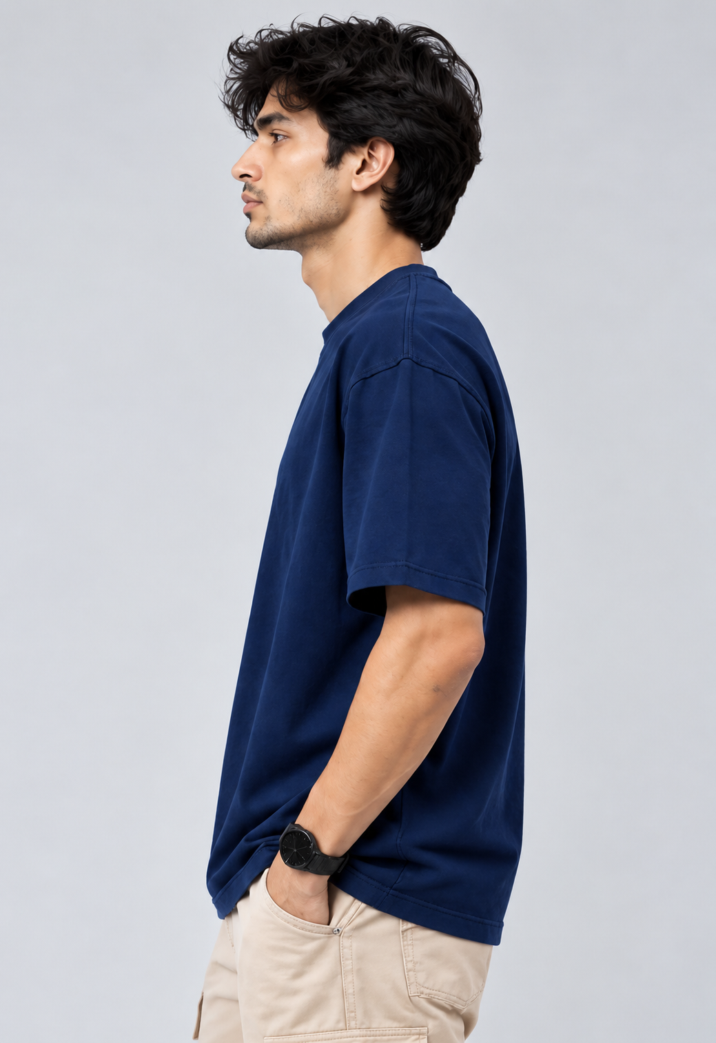 Navy Blue Oversized Cotton T-Shirt Antwren