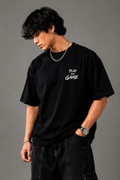 Antwren Premium Black Oversized Printed T-Shirt Antwren