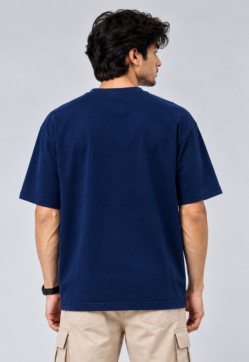 Navy Blue Oversized Cotton T-Shirt Antwren