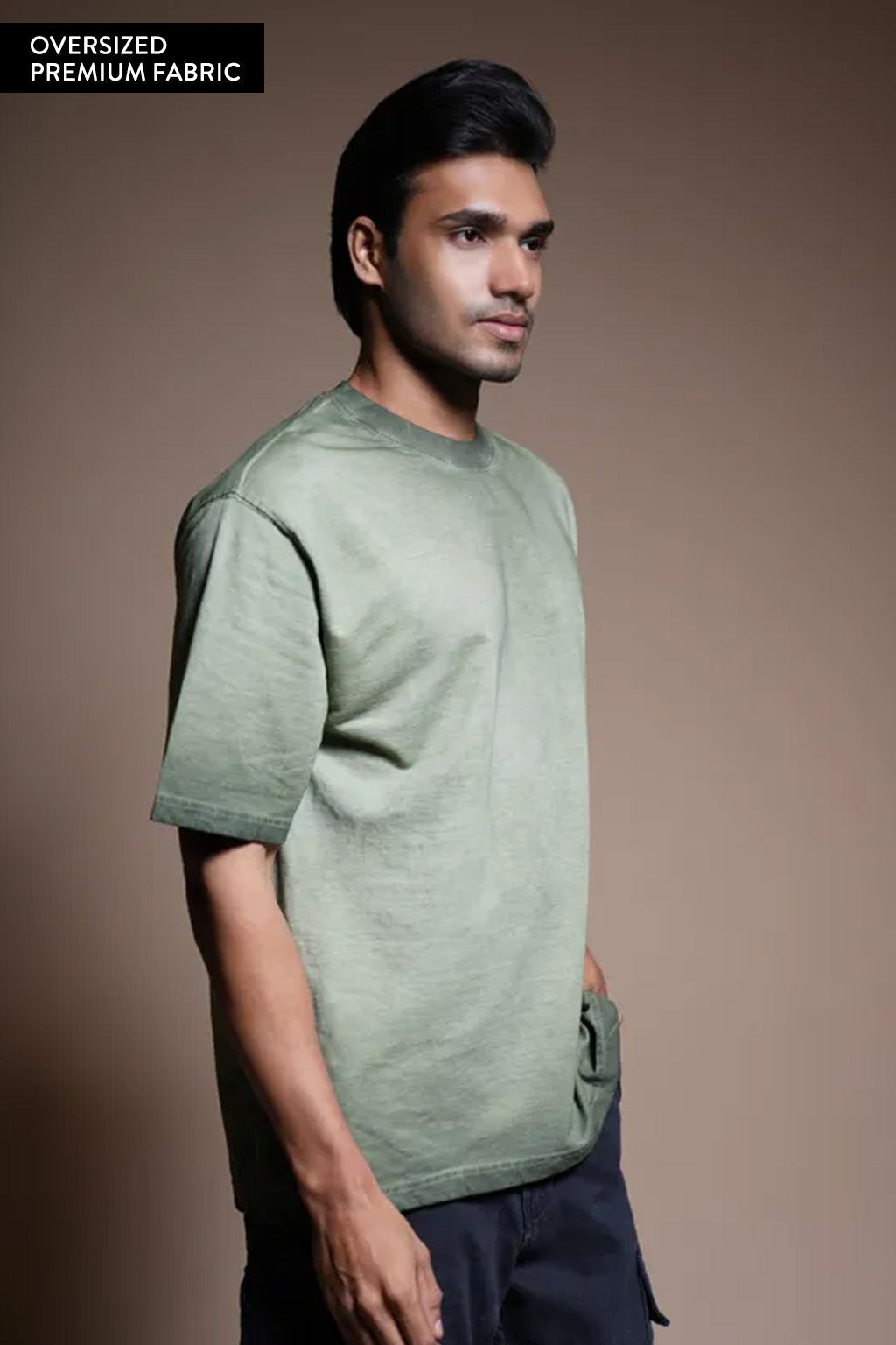 Premium Green sunfaded wash + spray oversized Tees Antwren Brand