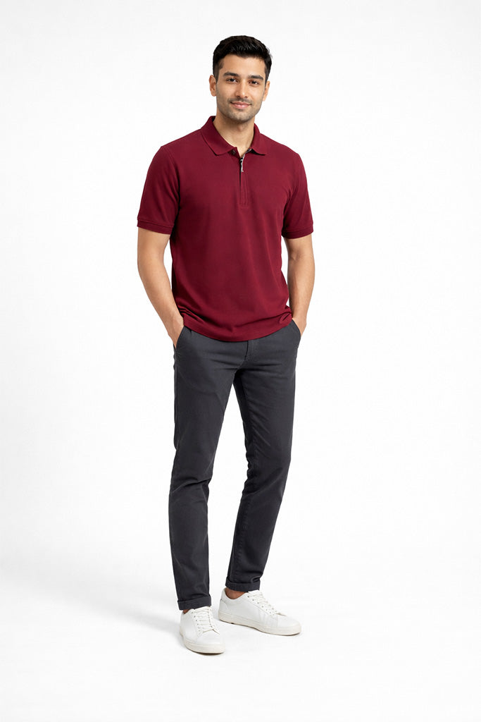 Polo Meroon T-Shirt with zip Antwren EStore