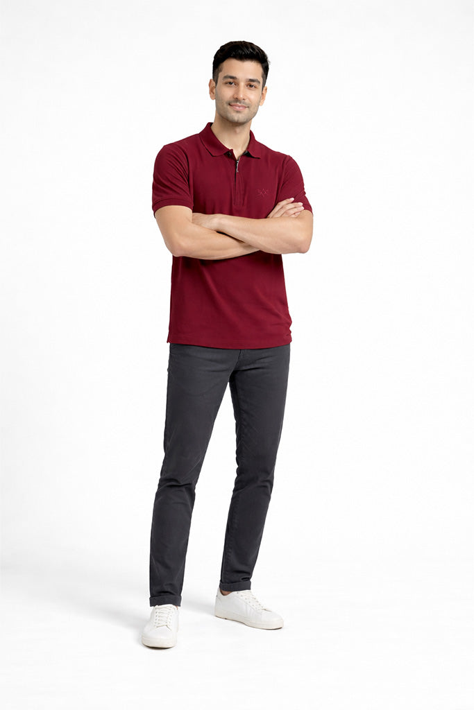 Polo Meroon T-Shirt with zip Antwren EStore