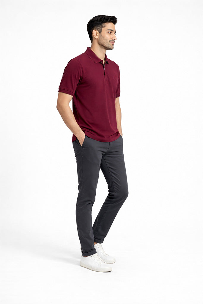 Polo Meroon T-Shirt with zip Antwren EStore