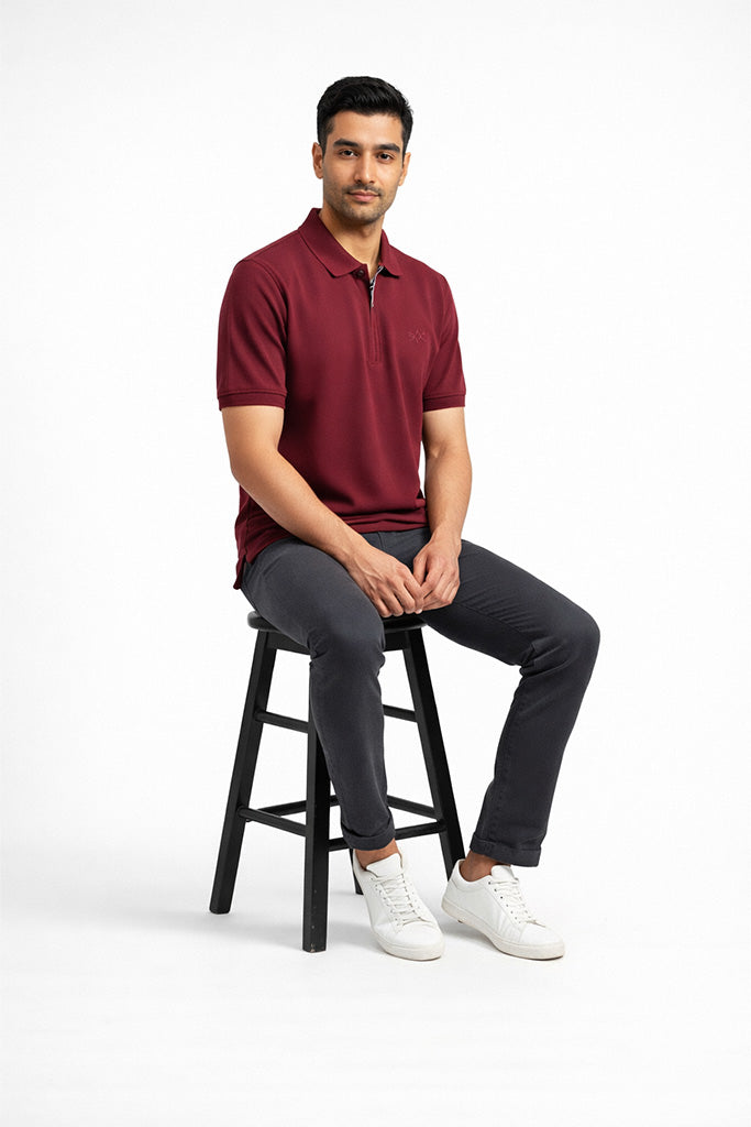 Polo Meroon T-Shirt with zip Antwren EStore